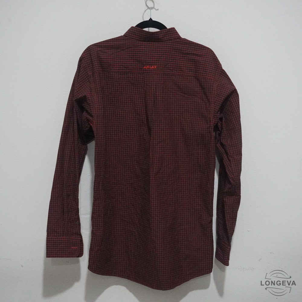 CAMISA ARIAT M NARANJA CUADROS - Image 2