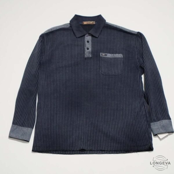 PLAYERA MINGJING XL AZUL RAYAS