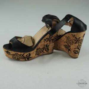 TACONES LILIANA 25 CM CAFE/NEGRO MONOGRAMA