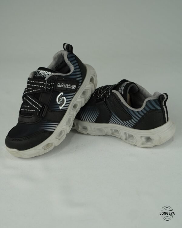 TENIS SKECHERS 17 CM NEGRO/GRIS SPORT LIGHTS