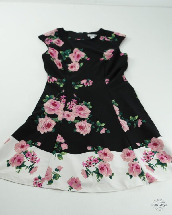 VESTIDO LONDON TIMES 8 NEGRO FLORES