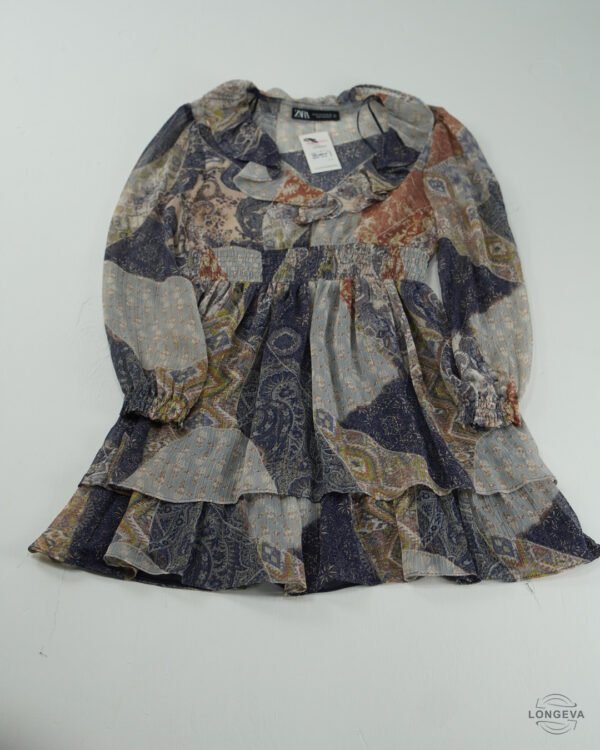 VESTIDO ZARA XS AZUL MONOGRAMA