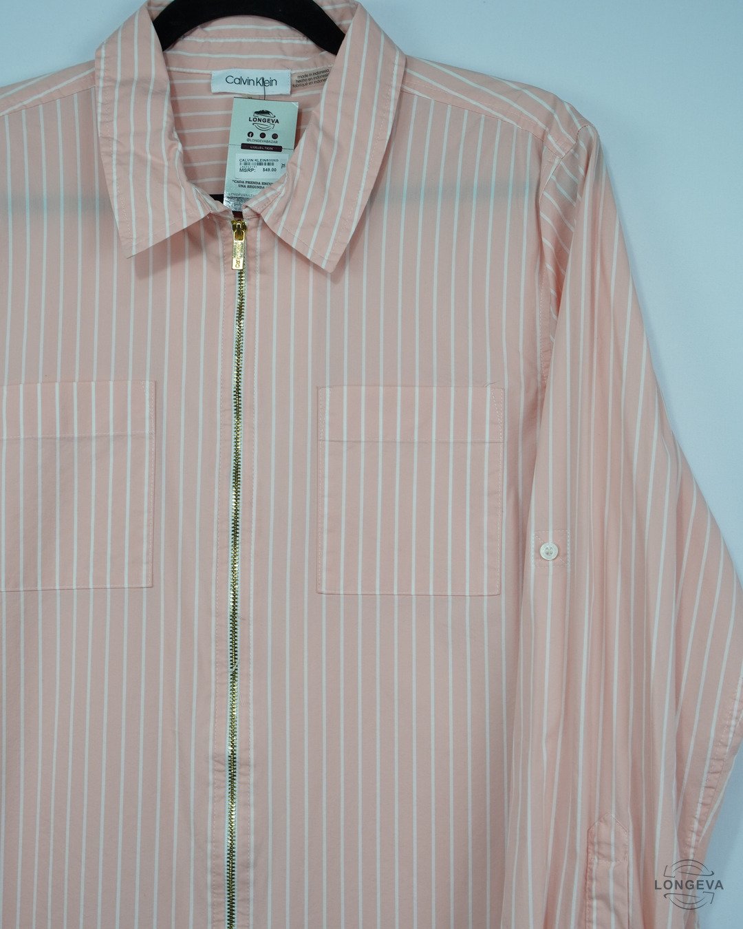 CAMISA CALVIN KLEIN XL ROSA RAYAS - Image 2