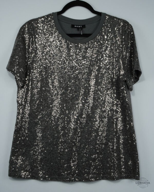 BLUSA DKNY L GRIS LENTEJUELAS