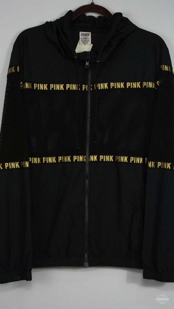 ROMPEVIENTO PINK M NEGRO LOGO