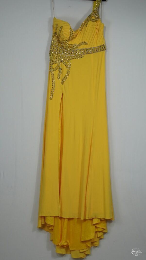 VESTIDO TERANI 14 AMARILLO BRILLOS