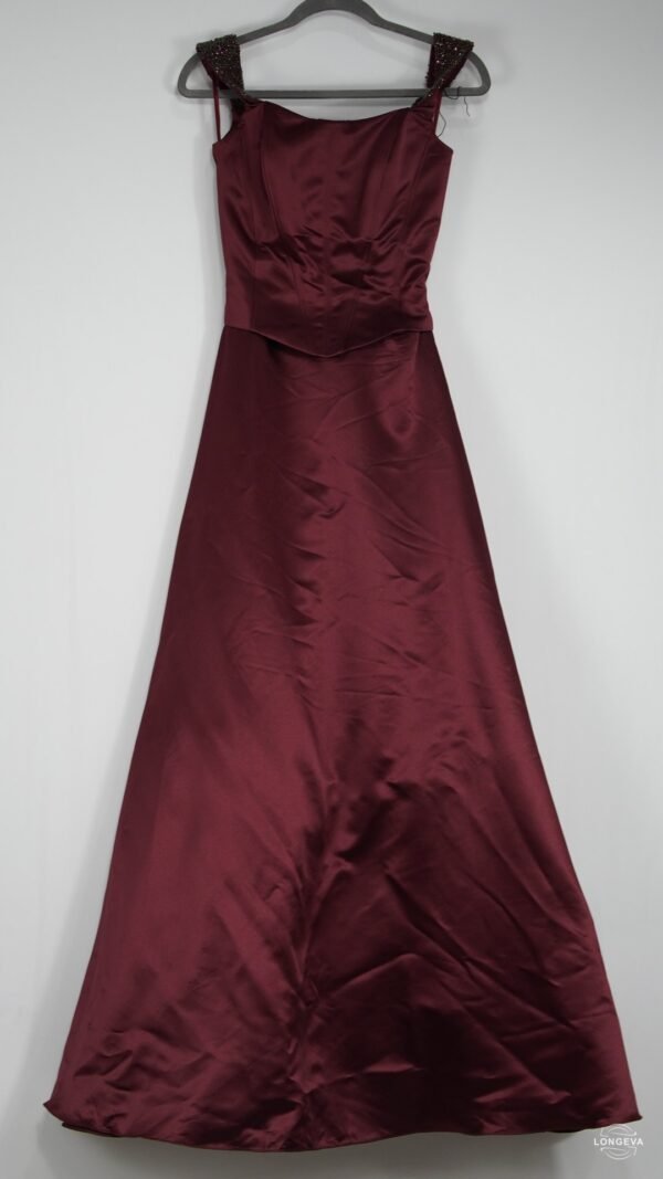 VESTIDO COUTURE COLLECTION 4 GUINDA BRILLOS