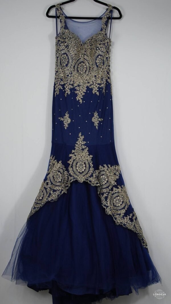 VESTIDO ANNY LEE M AZUL BRILLOS