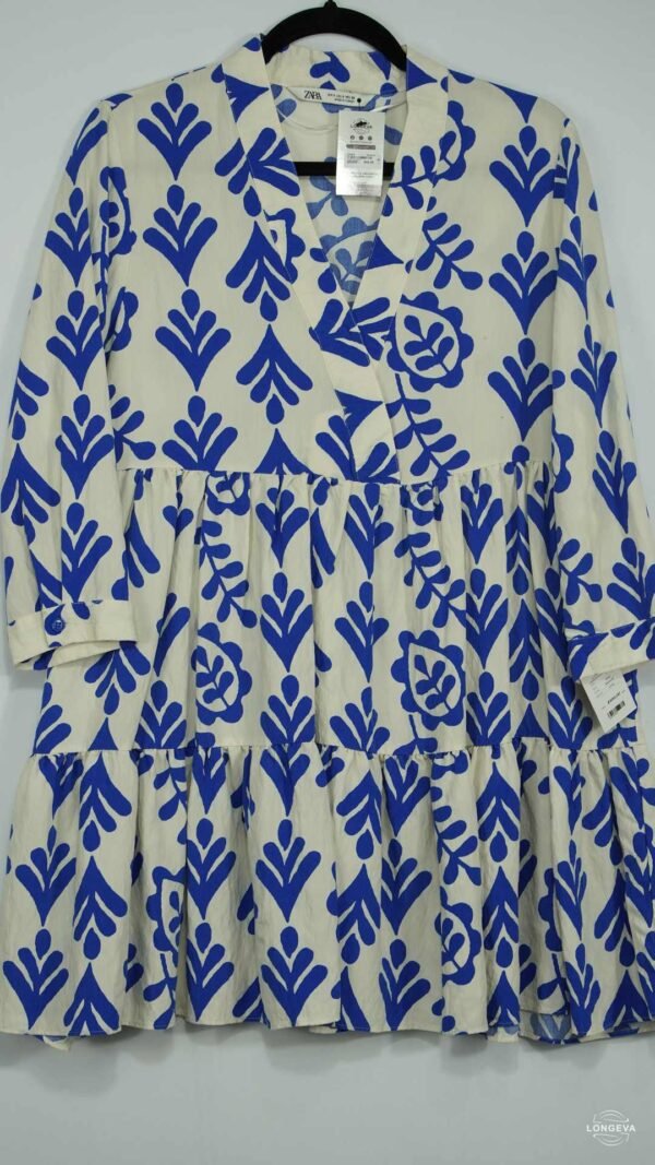 VESTIDO ZARA S BLANCO MONOGRAMA