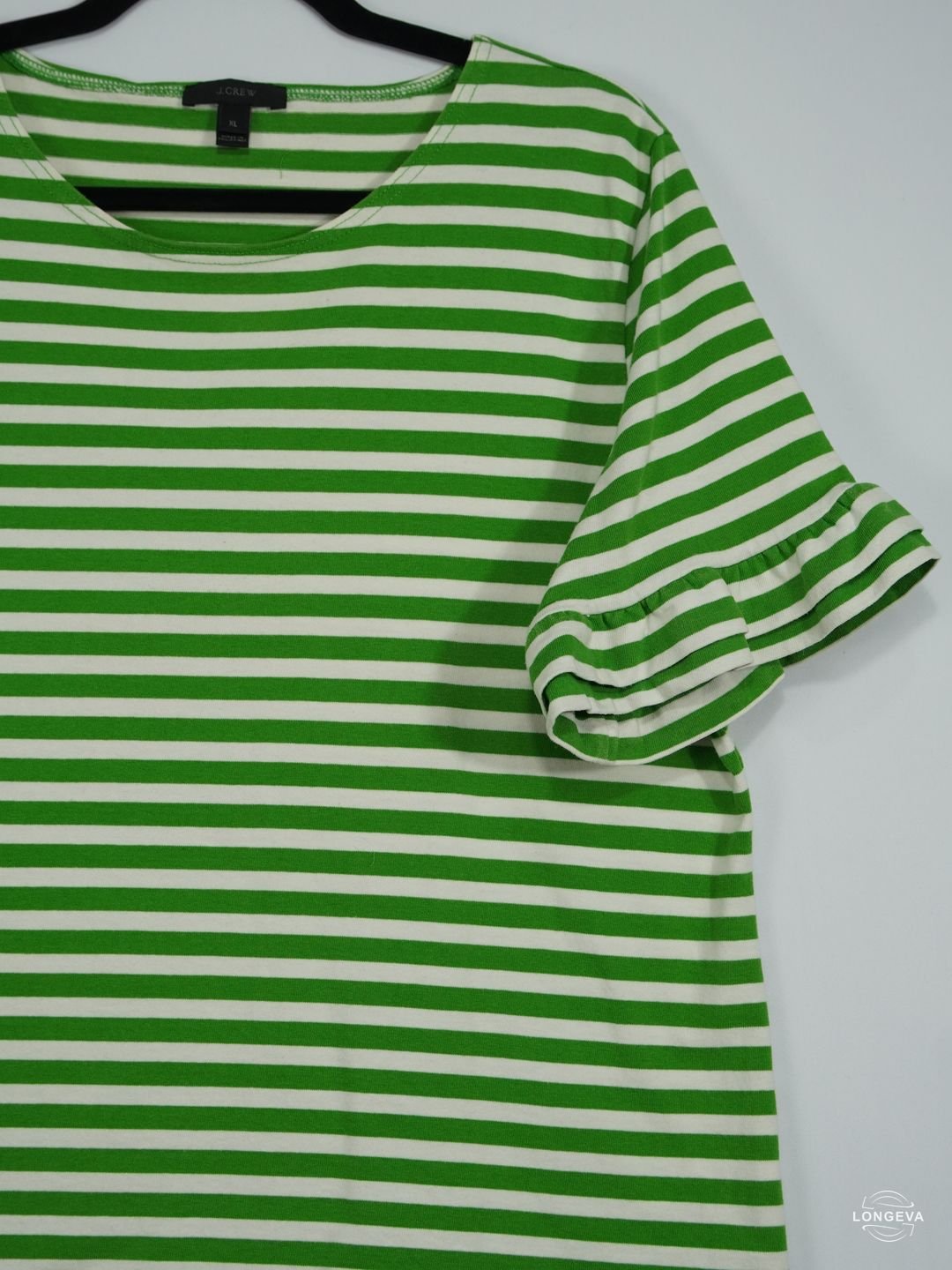 BLUSA J. CREW XL VERDE RAYAS - Image 2