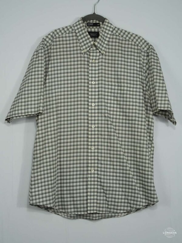CAMISA HAGGAR M BEIGE CUADROS