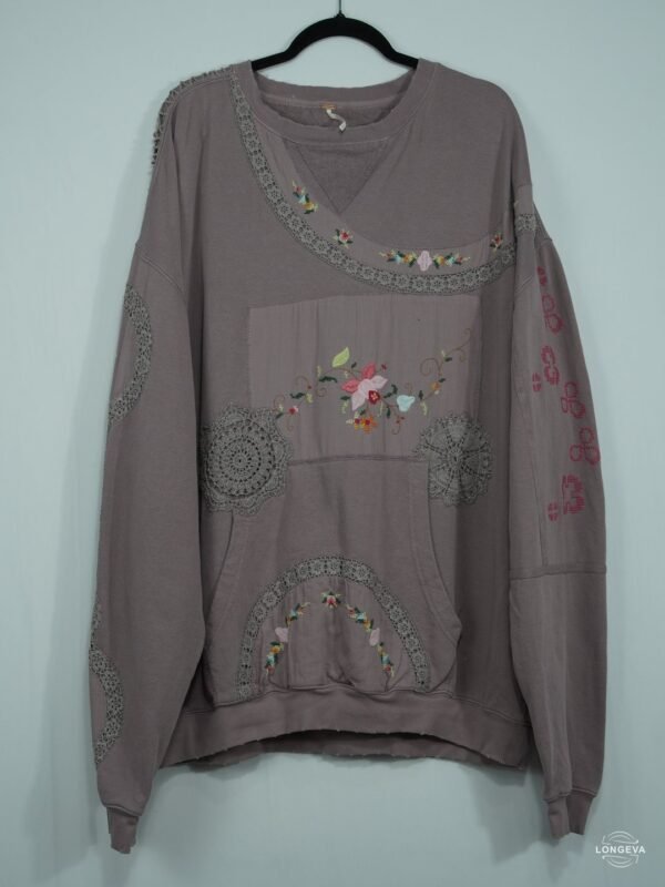 SUDADERA FREE PEOPLE L MORADO BORDADO
