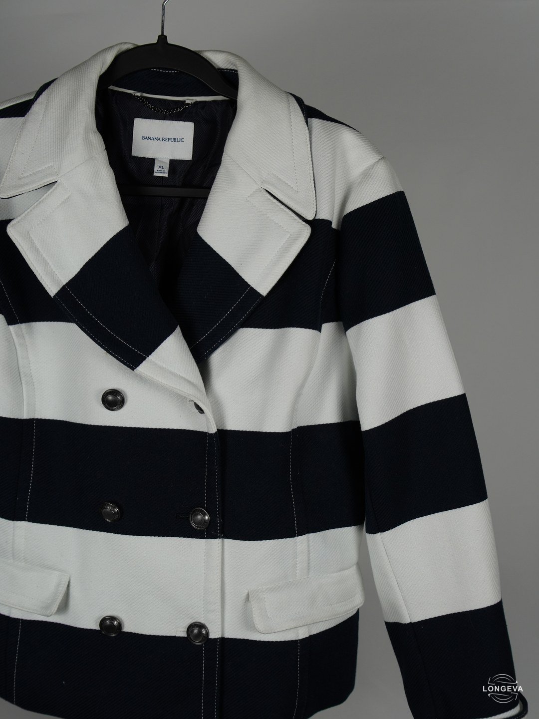 ABRIGO BANANA REPUBLIC | AZUL/BLANCO | RAYAS | XL - Imagen 2