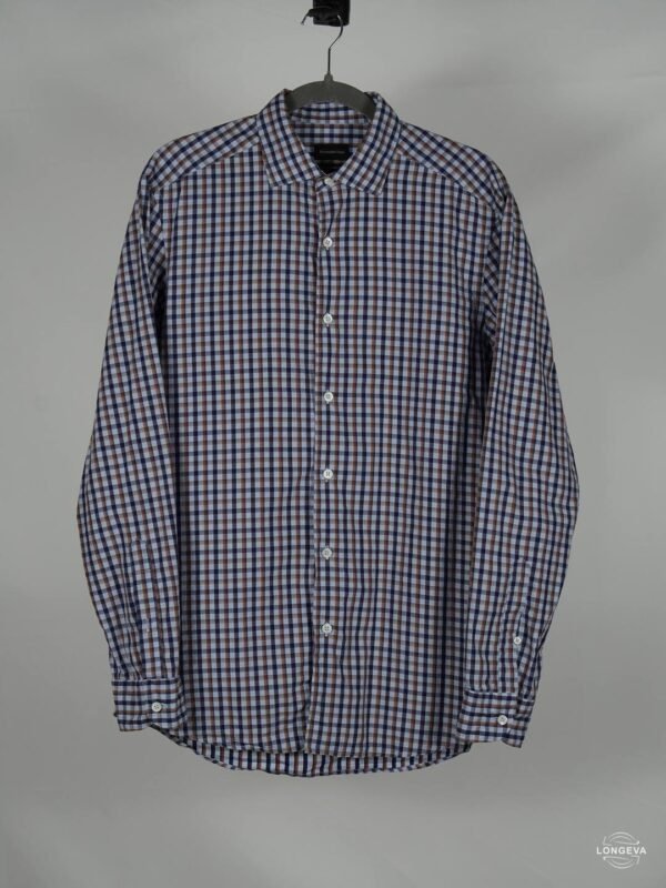 CAMISA ERMENEGILDO ZEGNA | AZUL/CAFÉ | CUADROS | M