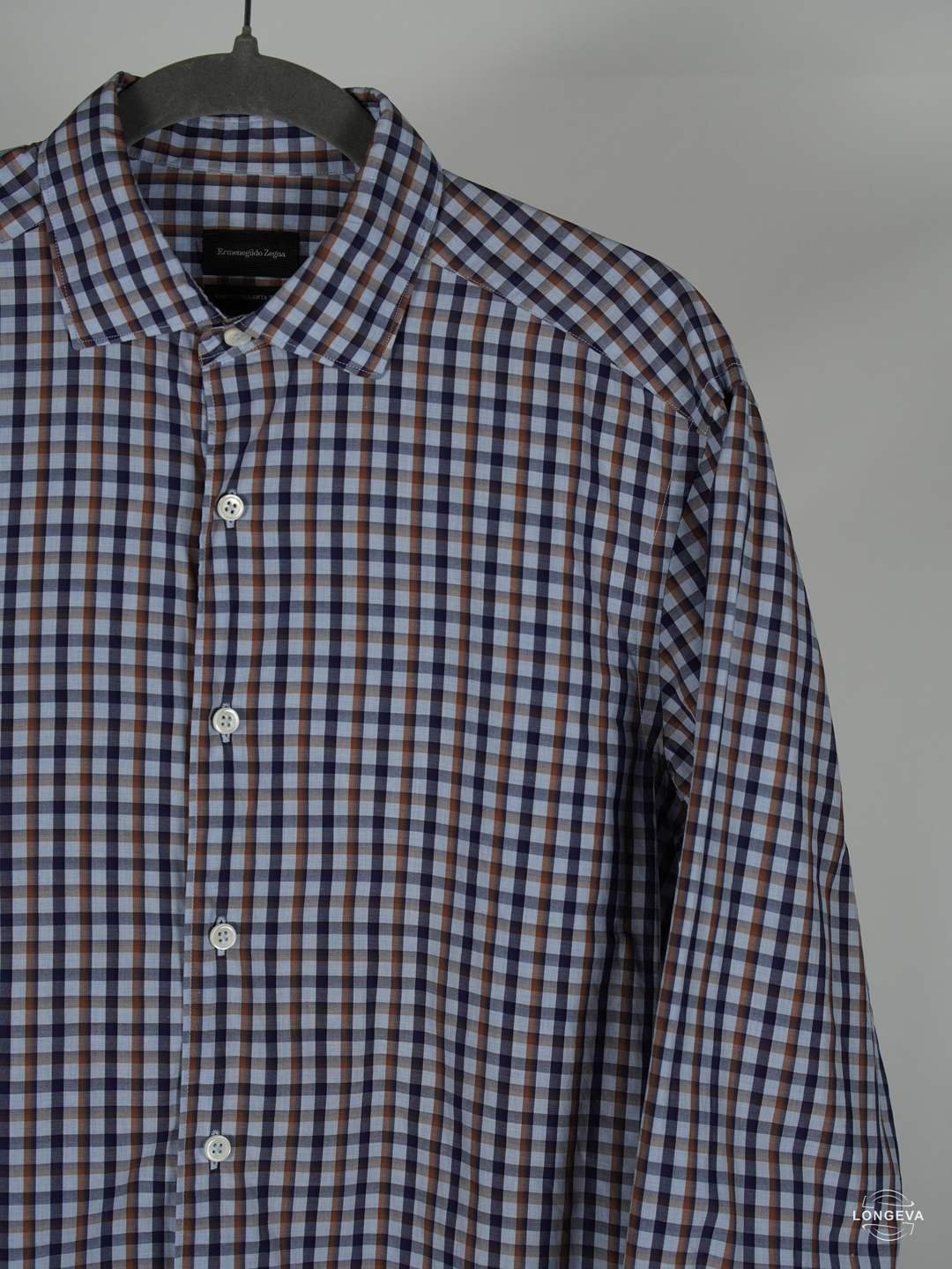 CAMISA ERMENEGILDO ZEGNA | AZUL/CAFÉ | CUADROS | M - Imagen 2